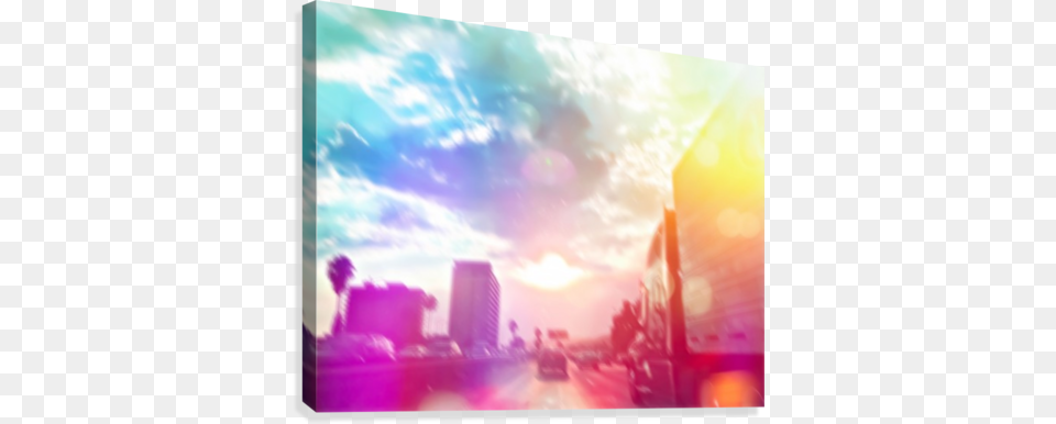 Blue Cloudy Sky On The Road With Colorful Bokeh Light Blue, City, Sunlight, Sun, Outdoors Free Png Download