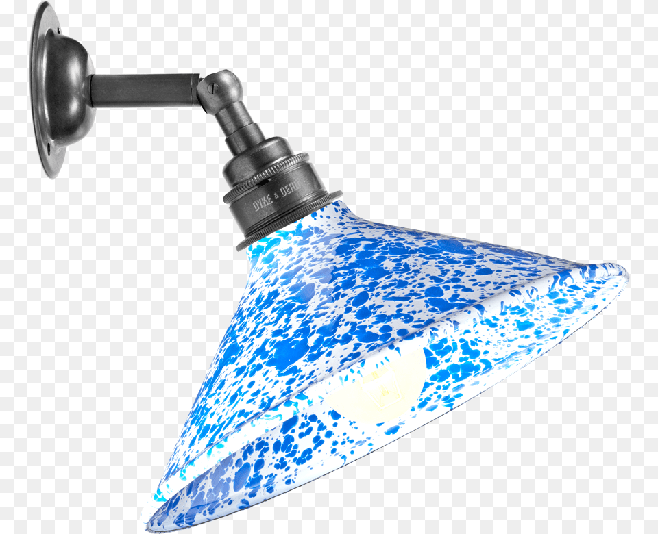 Blue Cone Shade Splatterware Wall Lamp Lamp Wall Blue, Lampshade, Lighting, Indoors Free Png Download