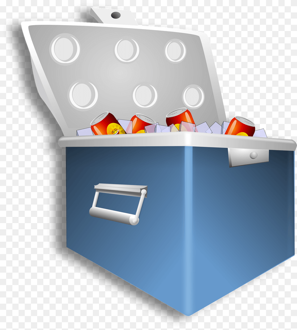 Blue Cooler Filled With Ice And Soda Cans Clipart, Device, Appliance, Electrical Device, Tape Png