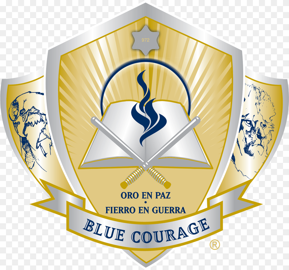 Blue Courage, Badge, Logo, Symbol, Emblem Free Png