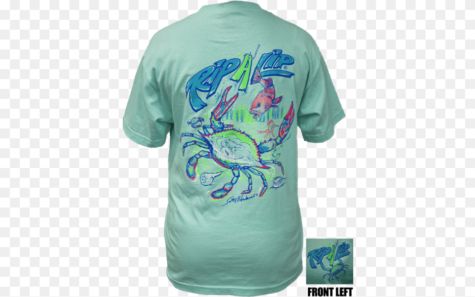 Blue Crab Active Shirt, Clothing, T-shirt, Animal, Food Free Png Download