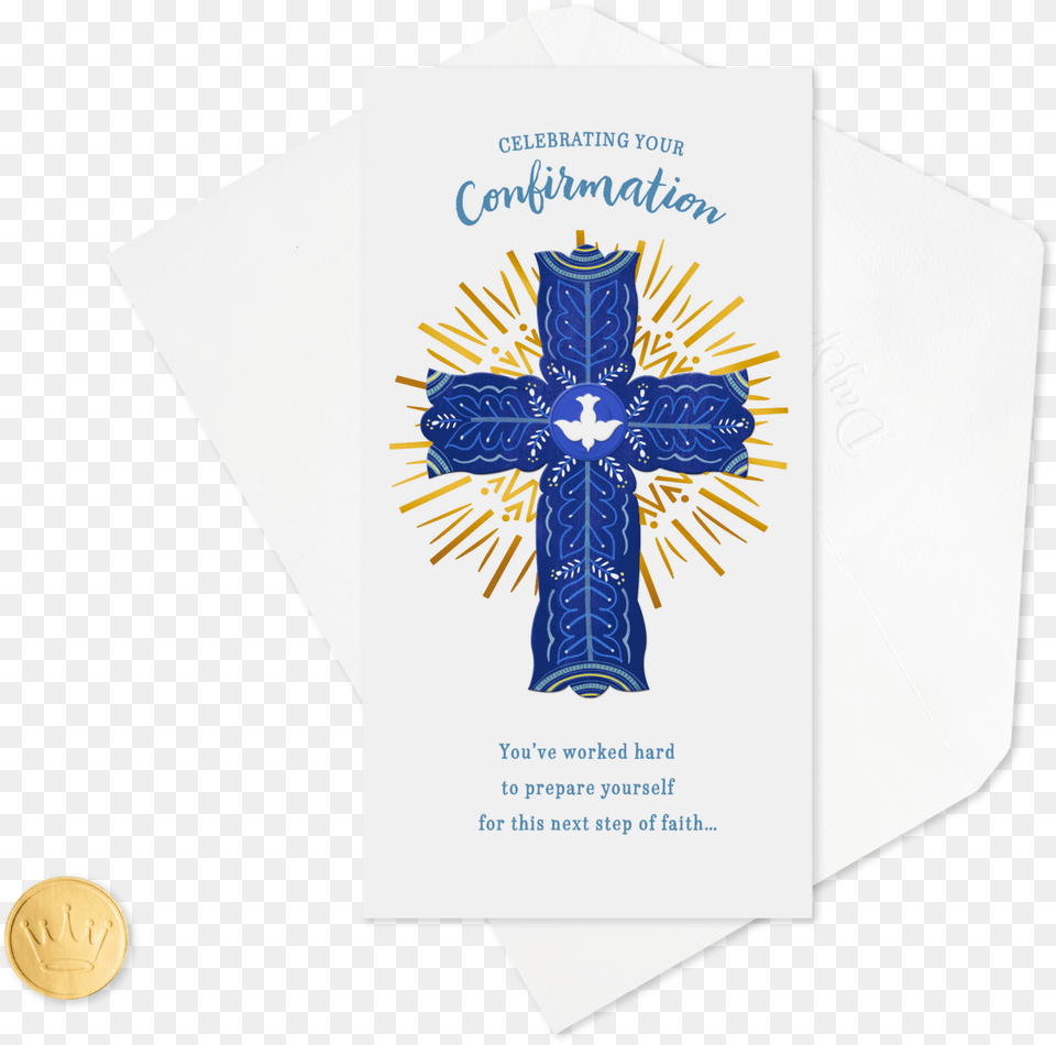 Blue Cross With Dove Confirmation Money Holder Card Cross, Symbol Free Transparent Png