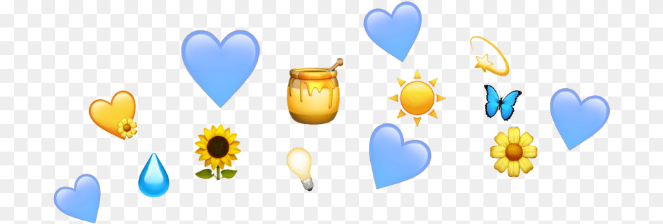 Blue Crown Crown Emoji Blue Yellow Heart Transparent Yellow Heart Crown, Flower, Petal, Plant, Balloon Free Png