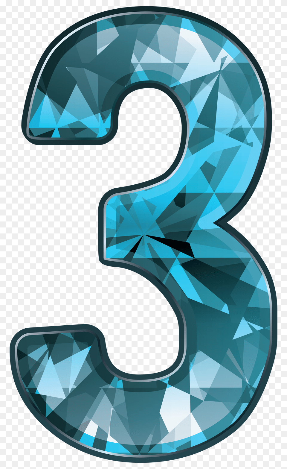 Blue Crystal Number Three Clipart Gallery, Symbol, Text Free Png