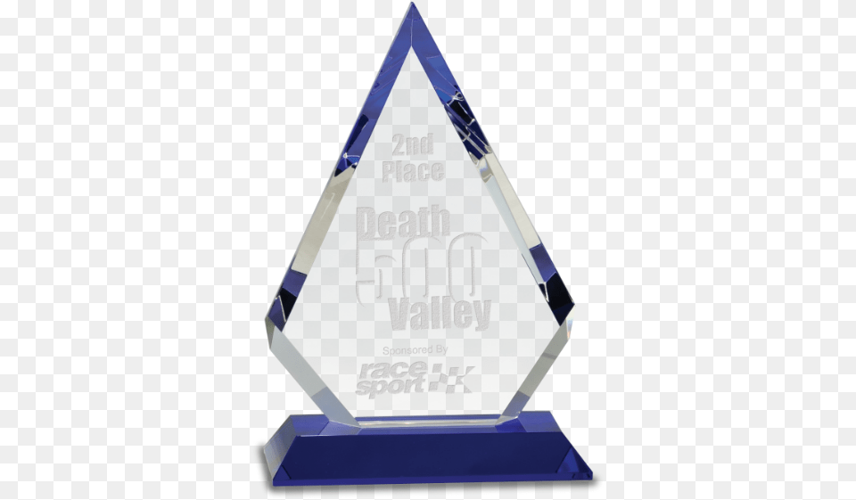 Blue Crystal Triangle Custom Diamond Crystal Award On Blue Pedestal Base, Trophy Free Transparent Png