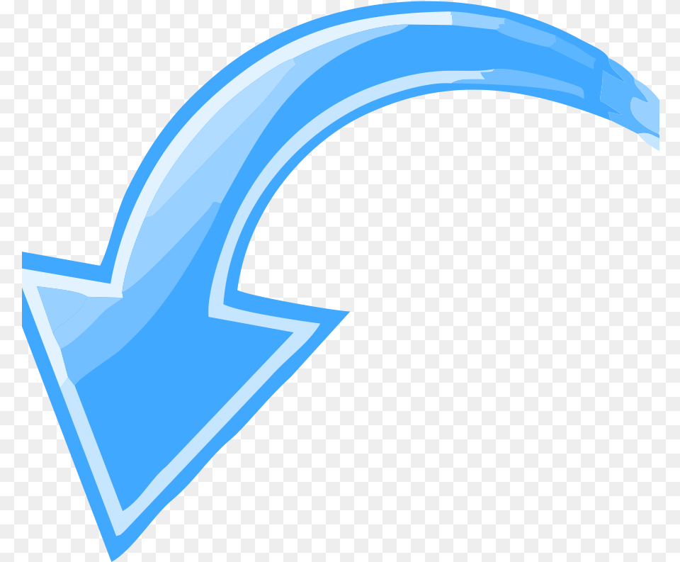 Blue Curved Arrow Pointing Down Left Arrow Curved Arrow Background, Clothing, Hardhat, Helmet Free Transparent Png