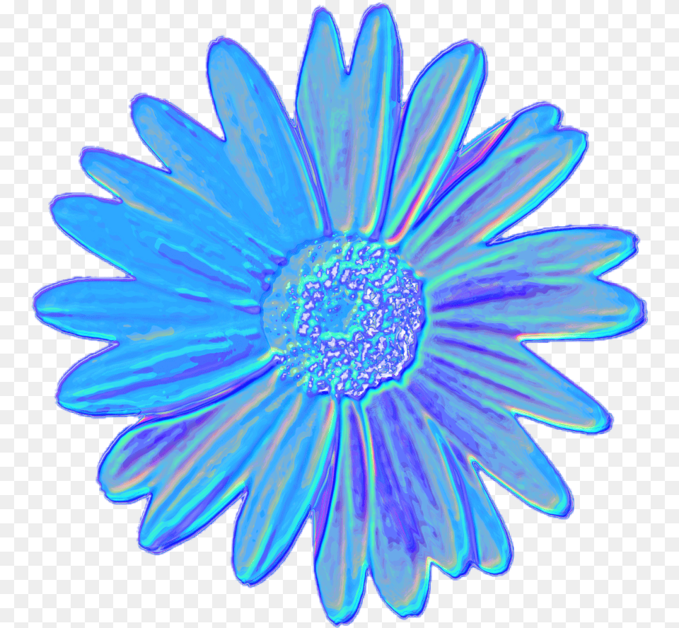 Blue Daisy Flower Tumblr Aesthetic Vaporwave Iridescent, Plant Free Png Download
