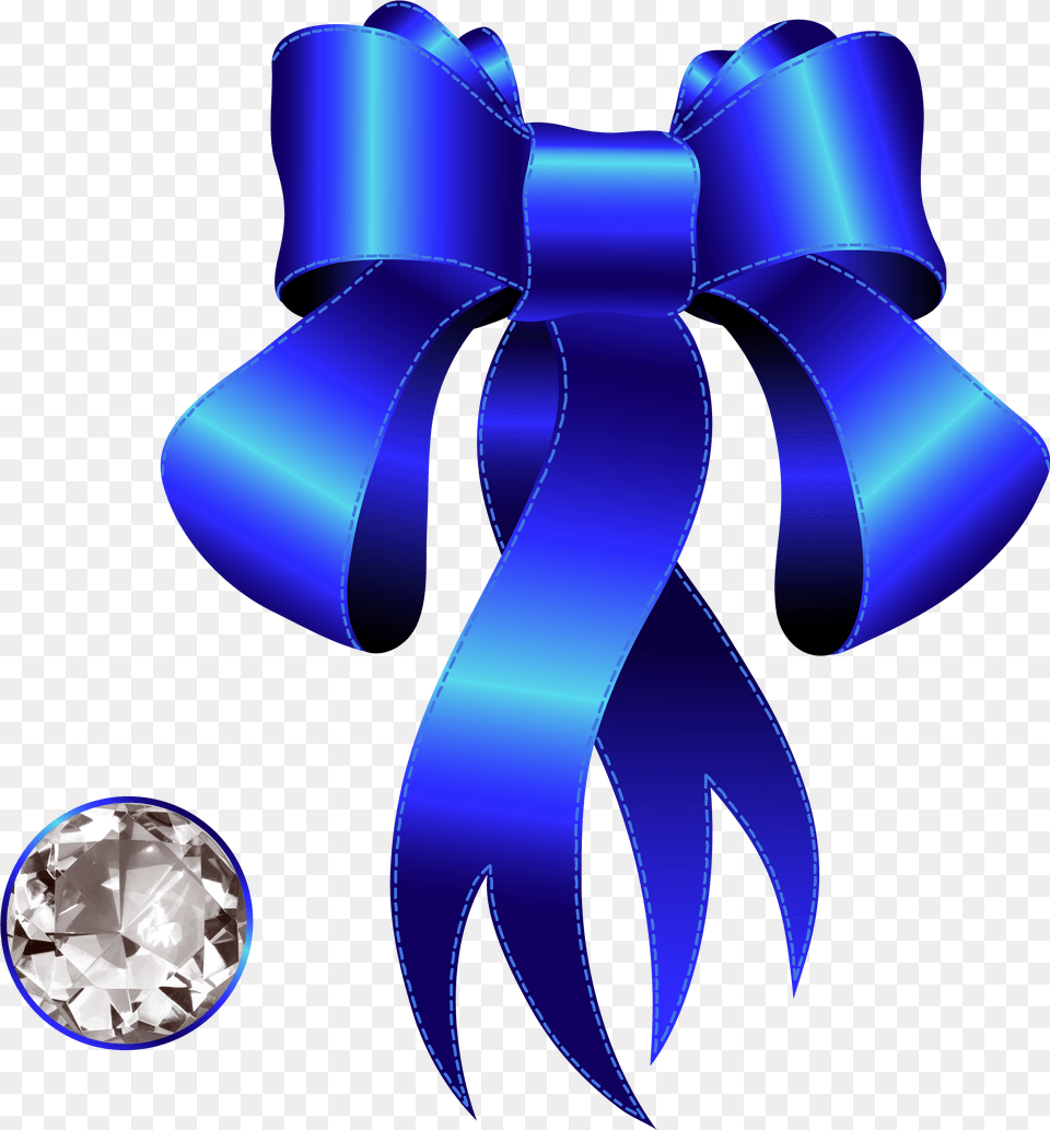 Blue Decorative Bow With Diamond Clipart Background Ribbon Invitation Card, Accessories, Jewelry, Gemstone, Bottle Free Png