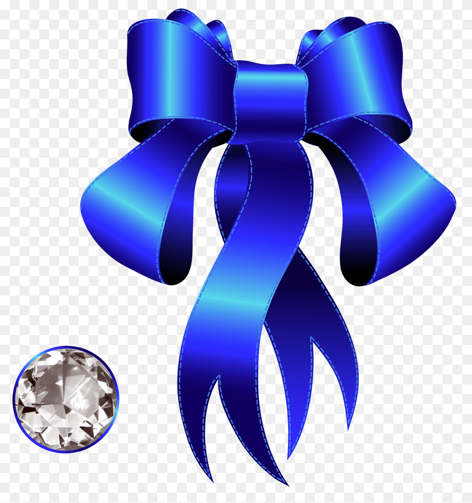Blue Decorative Bow With Diamond Gallery, Accessories, Formal Wear, Tie, Jewelry Png Image
