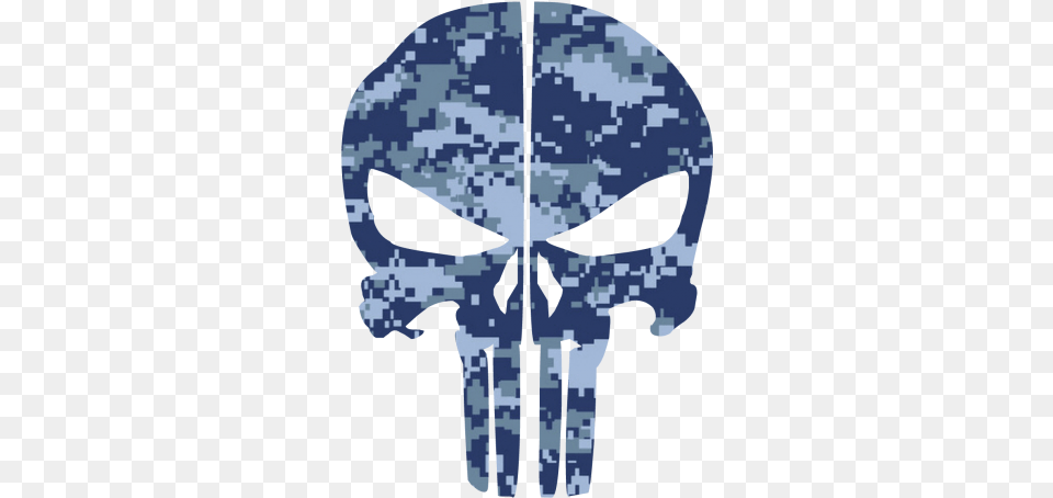 Blue Digital Camo Punisher Skull Rear Helmet Reflective R2173 Digital Camo Camouflage Graphic Printed Universal Free Png Download