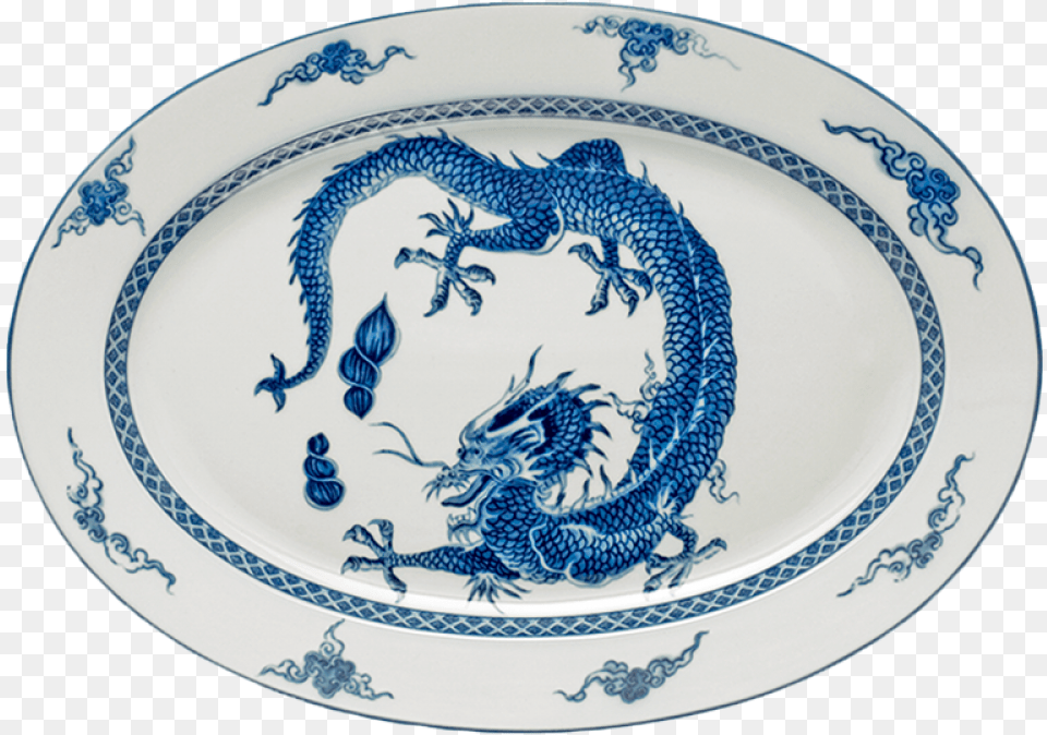 Blue Dragon Oval Platter Plate, Art, Dish, Food, Meal Free Png