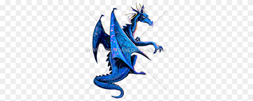 Blue Dragon Production Ready Artwork For T Shirt Printing, Bow, Weapon Png Image