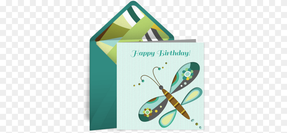 Blue Dragonfly Birthday Card Ecard Virtual Horizontal, Envelope, Greeting Card, Mail, Advertisement Png