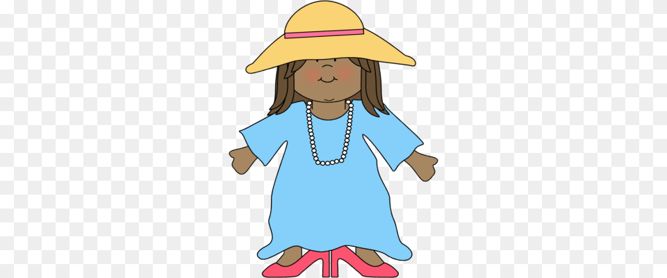 Blue Dress Clipart Children, Accessories, Sun Hat, Clothing, Necklace Free Png