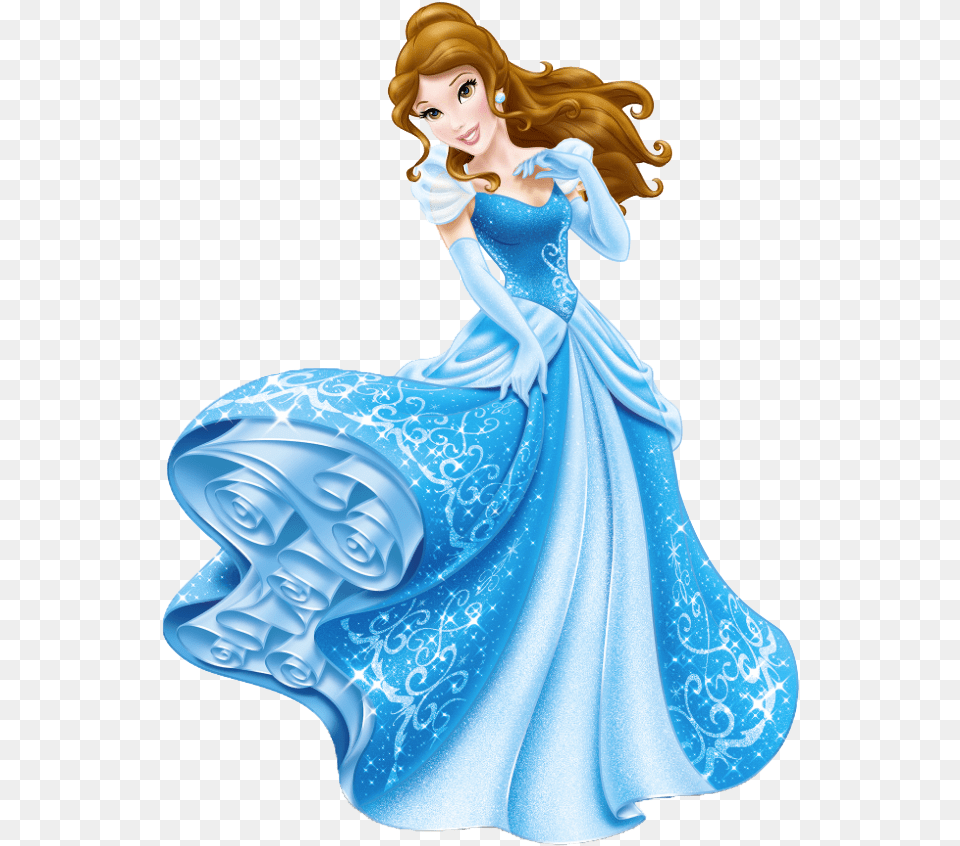 Blue Dress Disney Princess Belle, Figurine, Clothing, Fashion, Gown Png Image