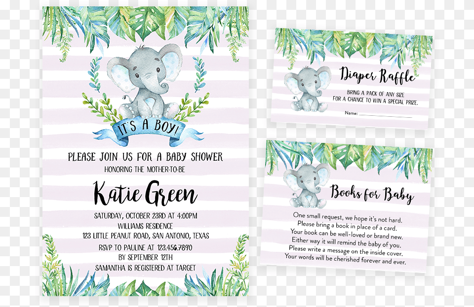 Blue Elephant Safari Baby Shower Invitation Pack Swallowtail Butterfly, Advertisement, Poster, Animal, Bear Png