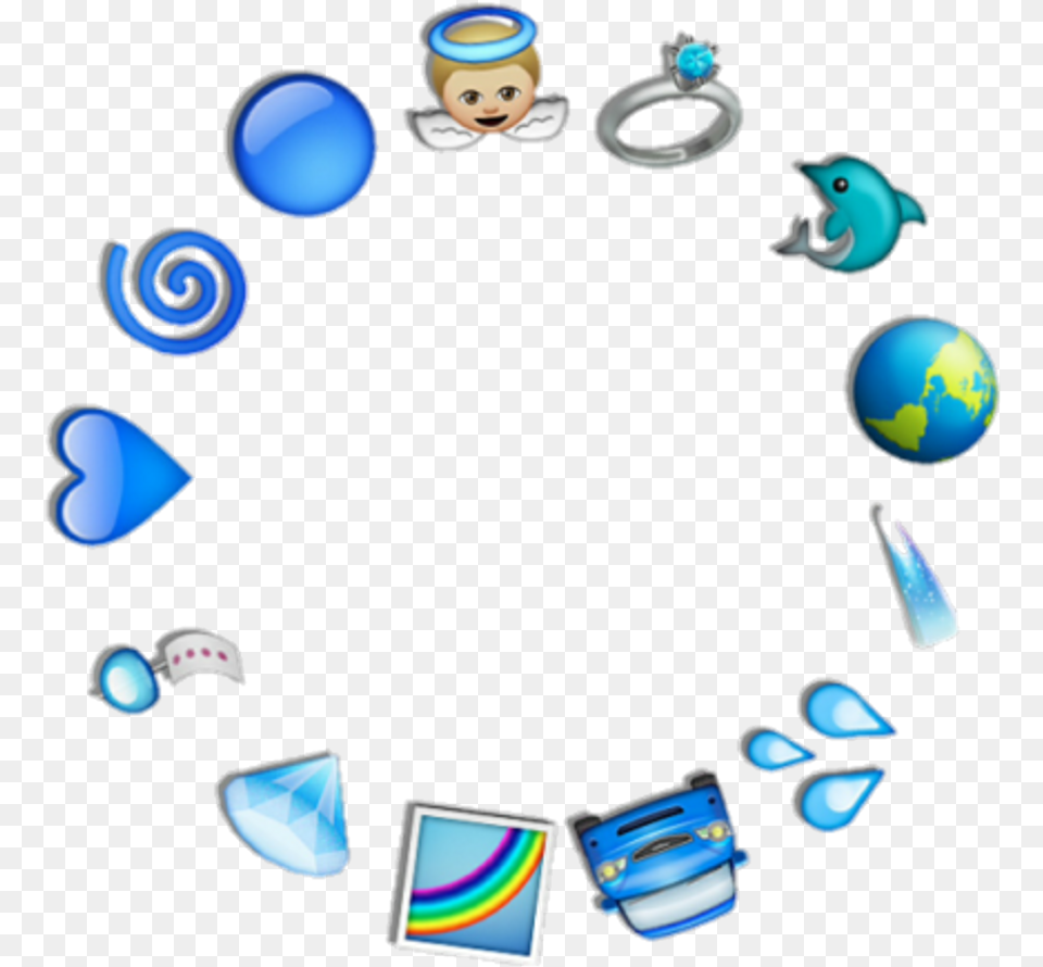Blue Emoji Angel Delphin Rainbow Car Diamond Heart Blue Emoji Transparent Background, Person, Baby, Head, Face Png