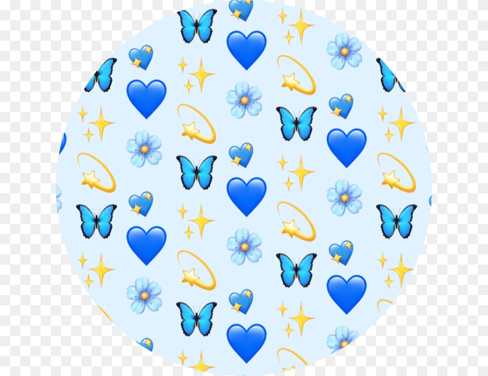 Blue Emoji Background Stars Hearts Aesthetic Aesthetic Emoji Hearts Blue, Pattern, Turquoise Free Transparent Png