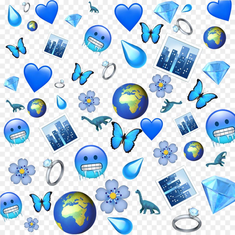 Blue Emoji Background Water Cold Nights Flower Butterfl Cute Blue Emoji Background, Accessories, Diamond, Gemstone, Jewelry Free Transparent Png