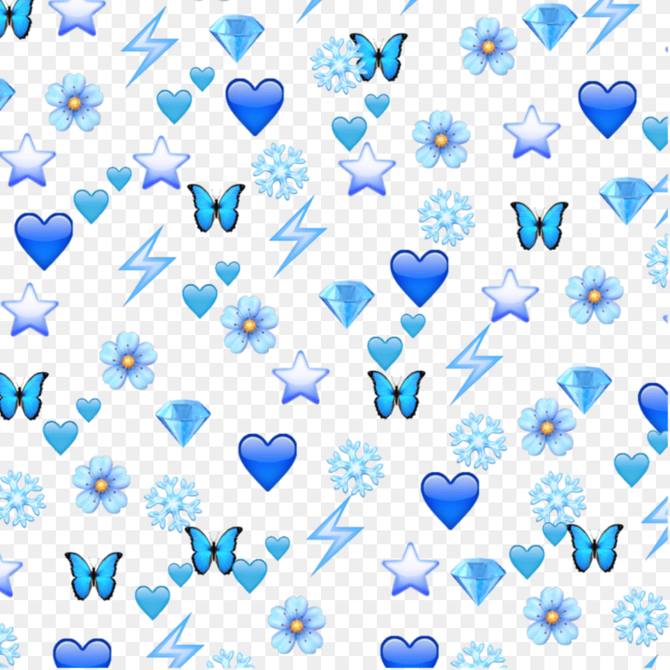 Blue Emoji Edit Cold Butterfly Snowflake Flower Blue Heart Emoji Background, Accessories, Pattern, Outdoors, Nature Png