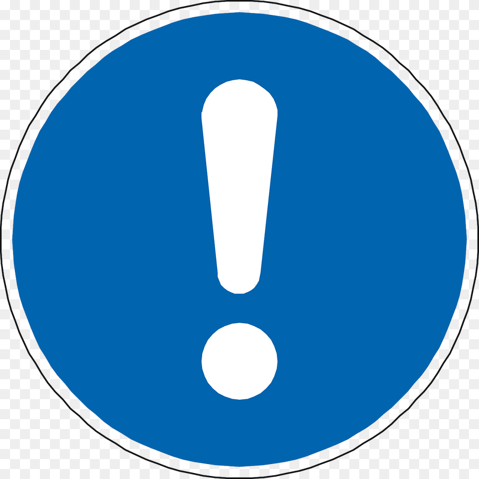 Blue Exclamation Mark Sign, Symbol, Disk Png Image