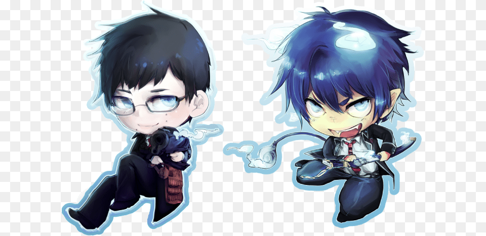 Blue Exorcist Rin And Yukio Chibi, Book, Comics, Publication, Baby Free Png