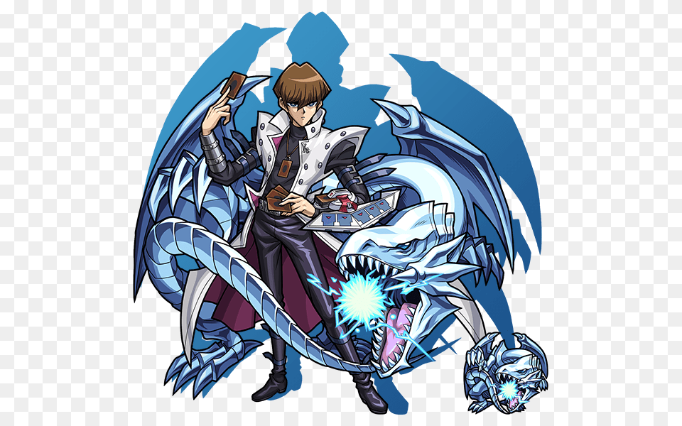 Blue Eyes White Dragon Official Art Yu Gi Oh X Monster Strike, Book, Comics, Publication, Person Free Transparent Png