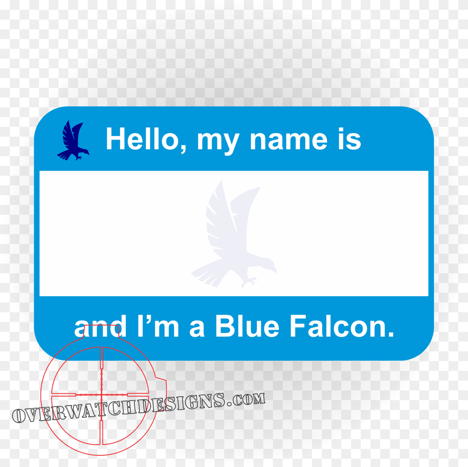 Blue Falcon Name Tag, Animal, Bird, Text, Disk Free Png