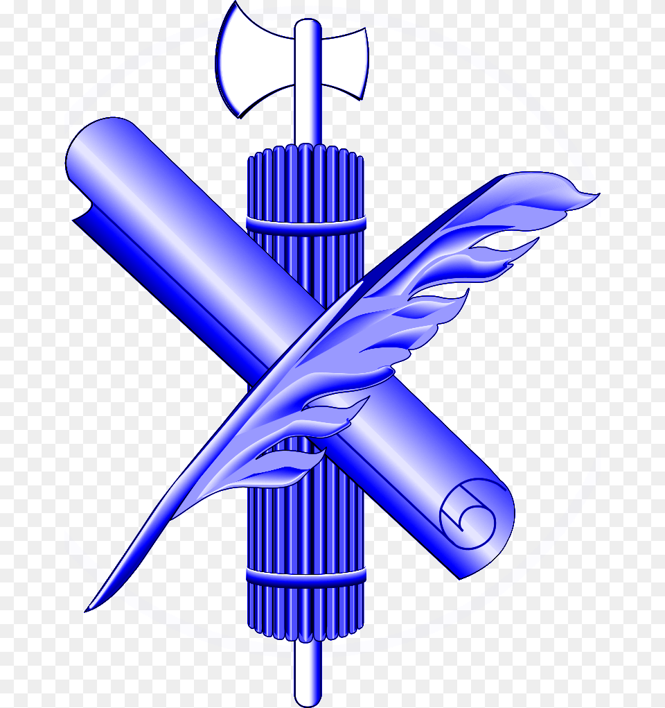 Blue Fasces Scroll Quill Fasces, Person, Logo, Weapon Free Transparent Png