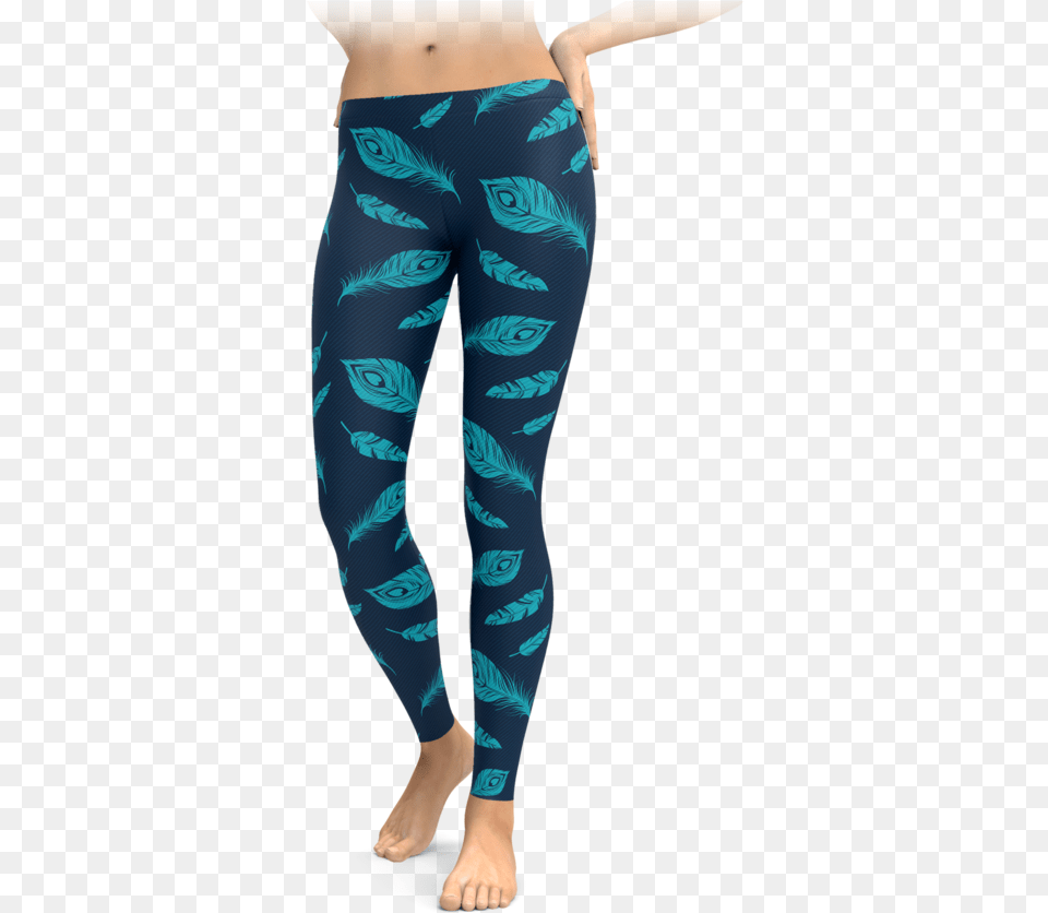 Blue Feather Leggings Leggings Spider, Clothing, Hosiery, Tights, Pants Png Image