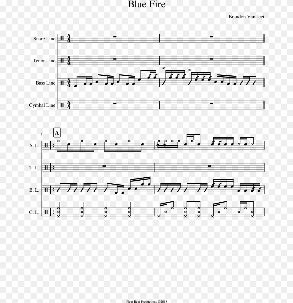 Blue Fire Sheet Music For Percussion Download, Gray Free Png