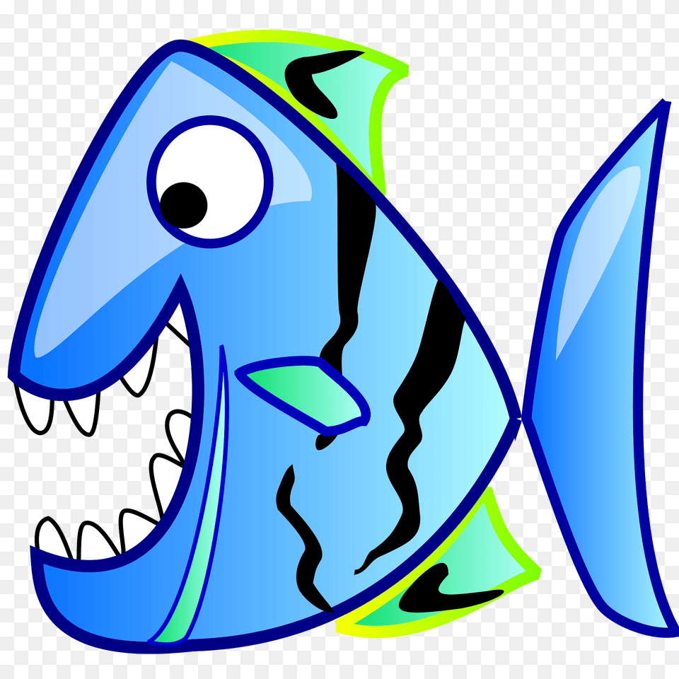 Blue Fish With Wide Open Mouth Clipart, Animal, Sea Life, Ammunition, Grenade Free Png