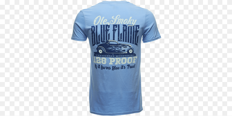 Blue Flame Hot Rod Tee Active Shirt, Clothing, T-shirt, Car, Transportation Png Image