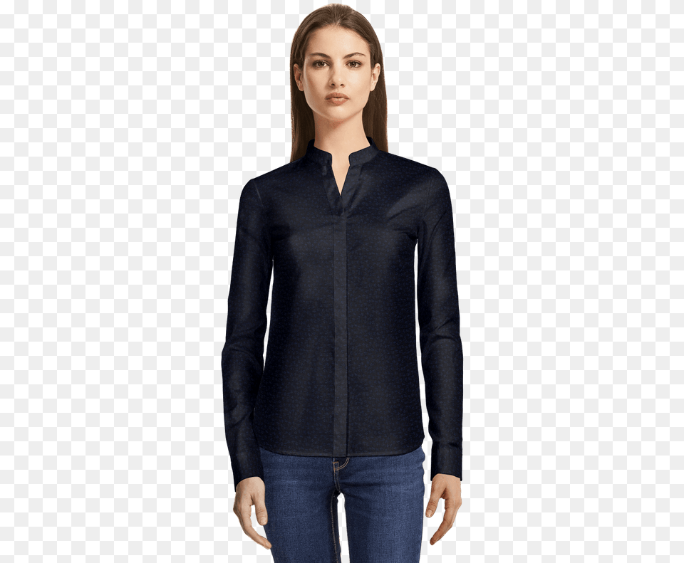 Blue Floral Banded Collar No Iron Cotton Dress Shirt Black Double Breasted Blazer, Long Sleeve, Blouse, Clothing, Coat Png Image