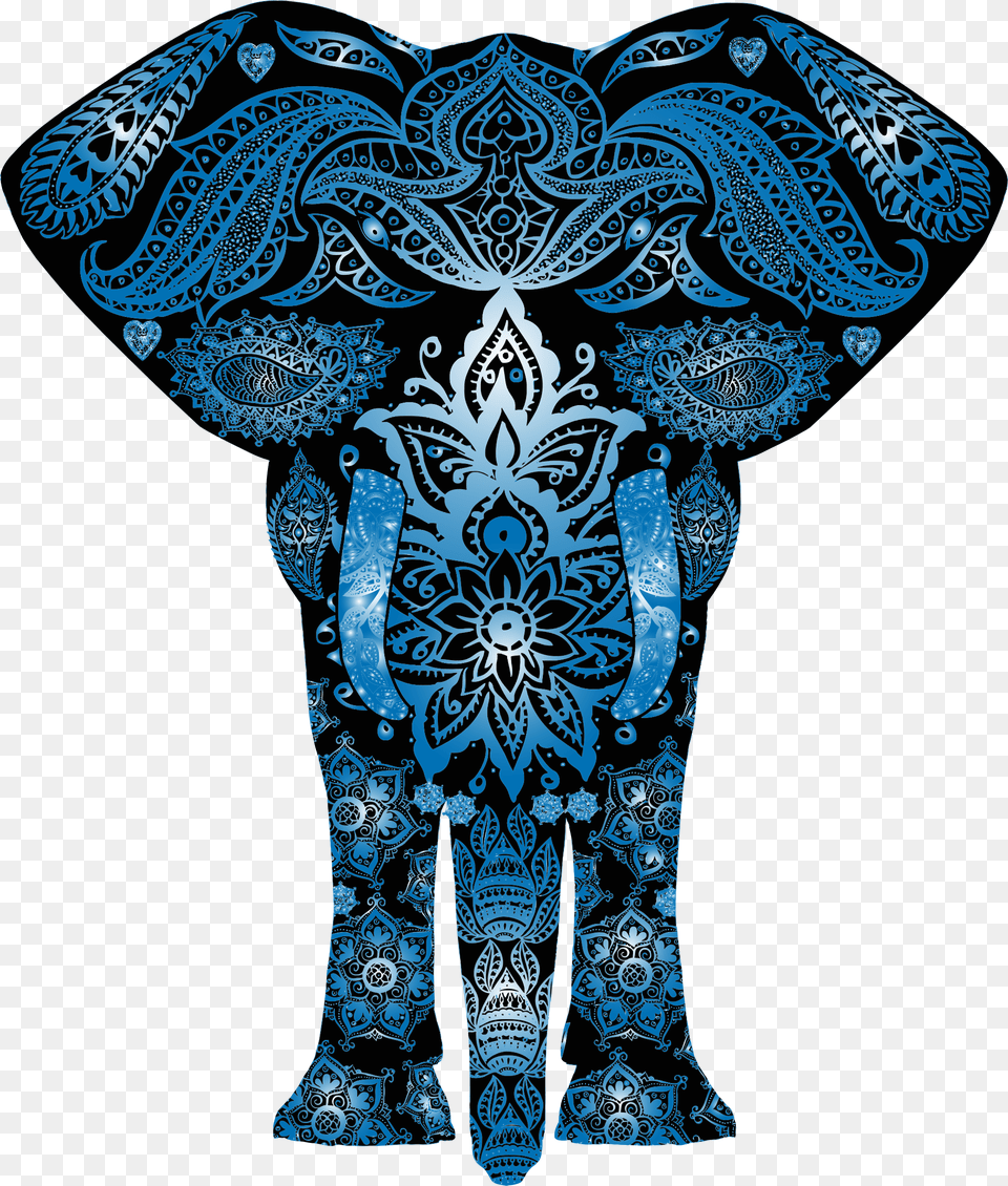 Blue Floral Pattern Elephant Clip Arts Blue Indian Elephant Pattern, Adult, Art, Bride, Female Png