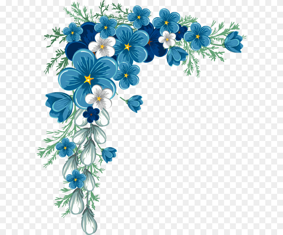 Blue Flower Border, Art, Floral Design, Graphics, Pattern Free Transparent Png