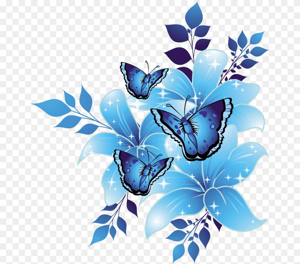 Blue Flower Border Download Flower Blue Background Design, Art, Floral Design, Graphics, Pattern Png