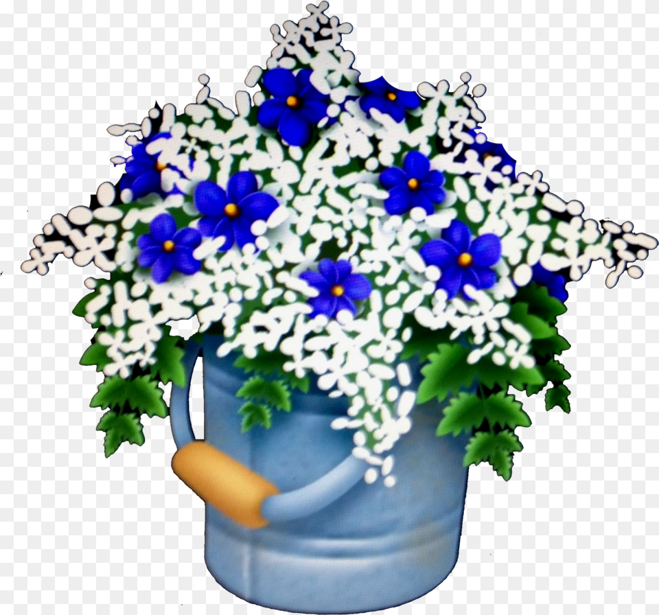 Blue Flower Bucket Bouquet, Flower Arrangement, Flower Bouquet, Plant, Potted Plant Free Png