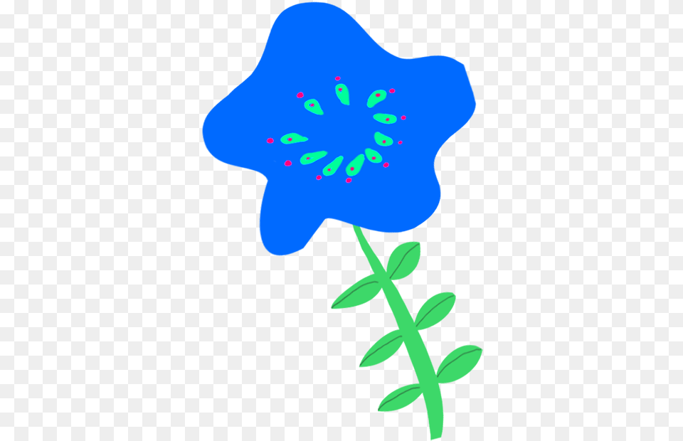 Blue Flower Drawing For Decoration, Plant, Anther, Petal, Leaf Free Png