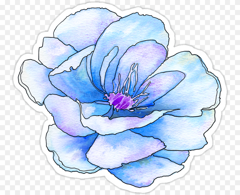 Blue Flower Flowers Pastel Watercolor Watercolorflower Pastel Blue Flower, Anemone, Geranium, Petal, Plant Png Image