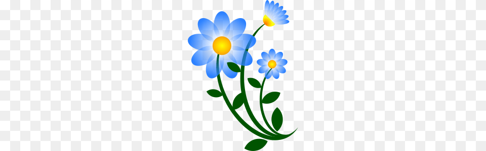 Blue Flower Motif, Anemone, Daisy, Plant, Art Png Image