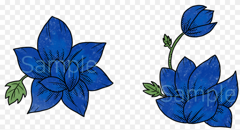 Blue Flower Tattoo Psd File Gentiana, Art, Floral Design, Graphics, Pattern Free Png Download