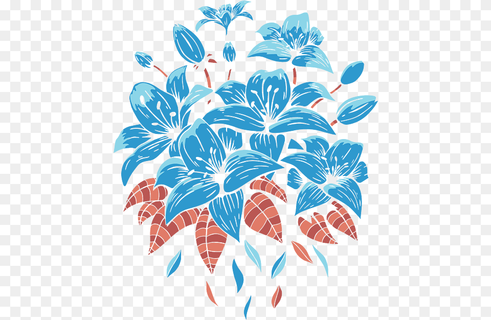 Blue Flowers Drawing Realistic Flower Tapestry Decorative, Art, Floral Design, Graphics, Pattern Free Png