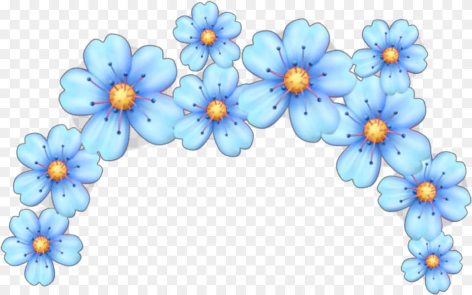 Blue Flowers Flower Crown Sticker Pink Emoji Flower Crown, Accessories, Plant, Pattern, Anemone Free Png Download