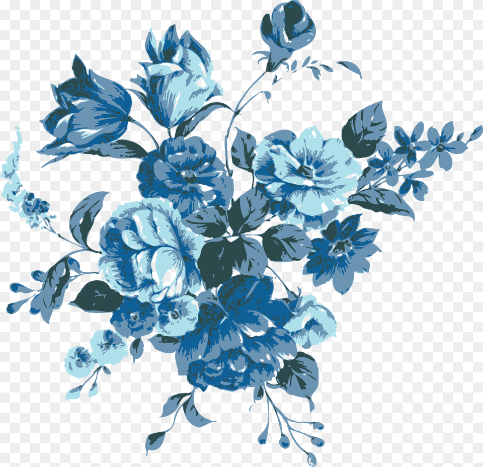Blue Flowers Vector Hand Blue Flowers Transparent, Art, Floral Design, Graphics, Pattern Free Png Download