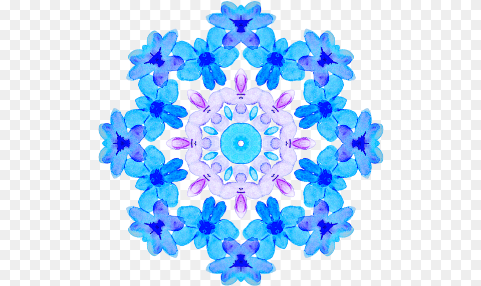 Blue Flowers Watercolor Mandala Womenu0027s T Shirt Watercolor Painting Mandala, Plant, Accessories, Flower, Pattern Png