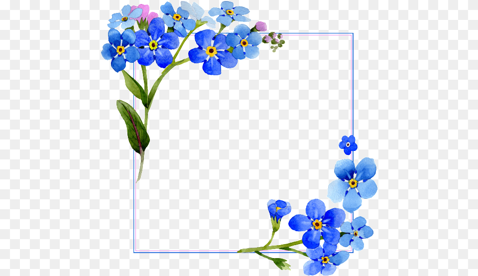 Blue Frame Border Square Flower Freetoedit Mimi Flower Vector Frame, Anemone, Geranium, Plant, Petal Png