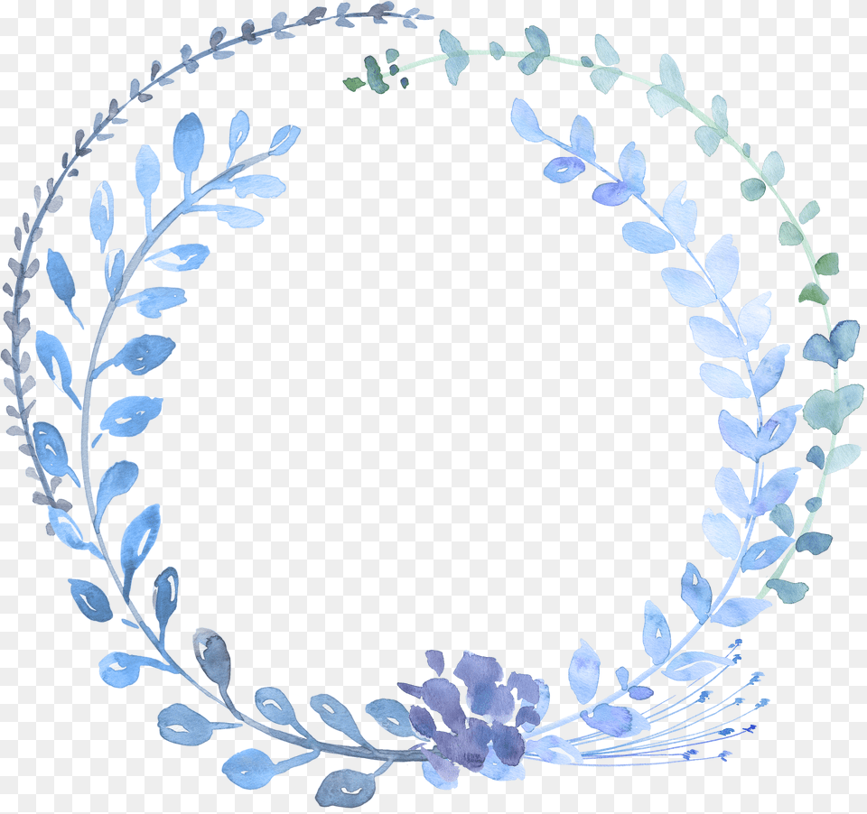 Blue Garland Wreath Watercolour Watercolor Flowers Blue Flower Circle Free Png
