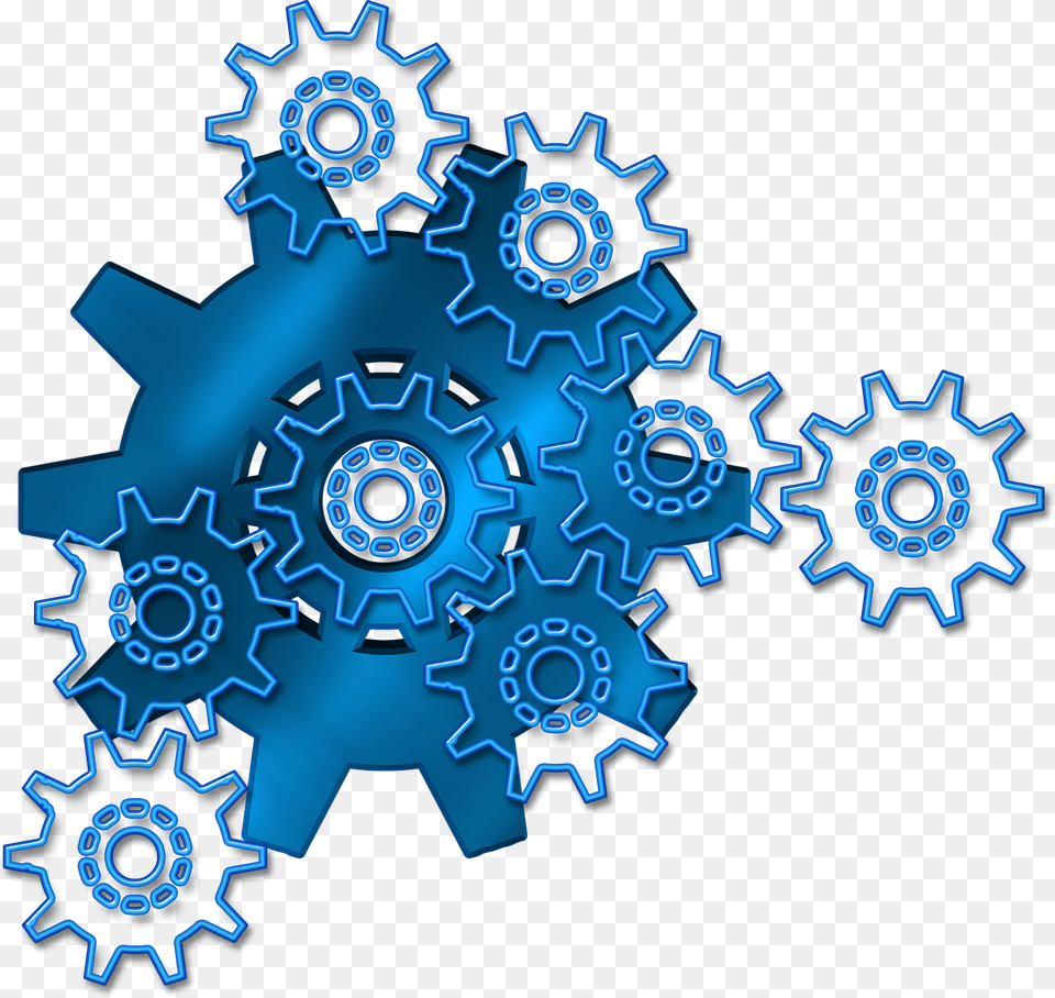 Blue Gears Engineering, Machine, Gear, Pattern Free Png Download