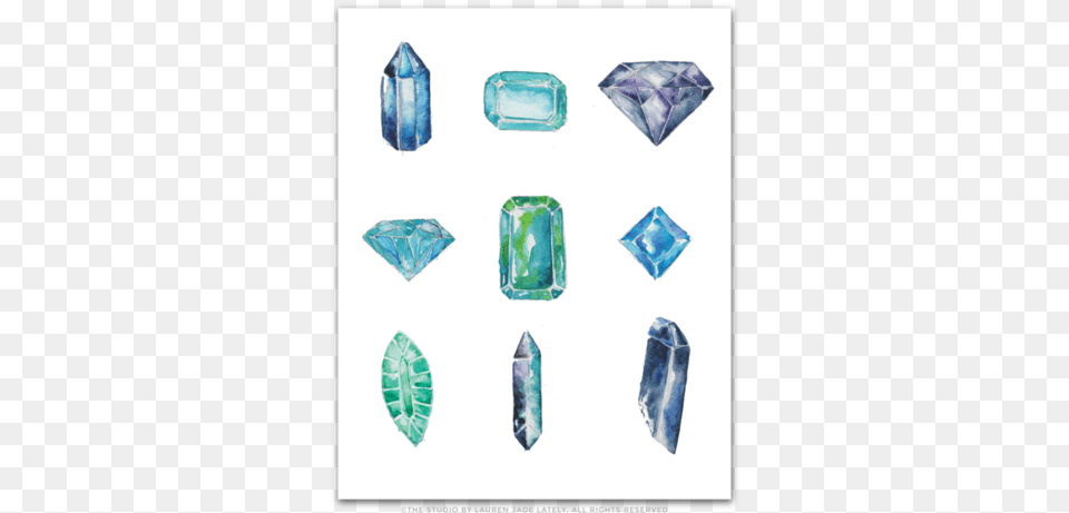 Blue Gemstone Watercolor Art Watercolor Painting, Accessories, Crystal, Jewelry, Mineral Free Png Download